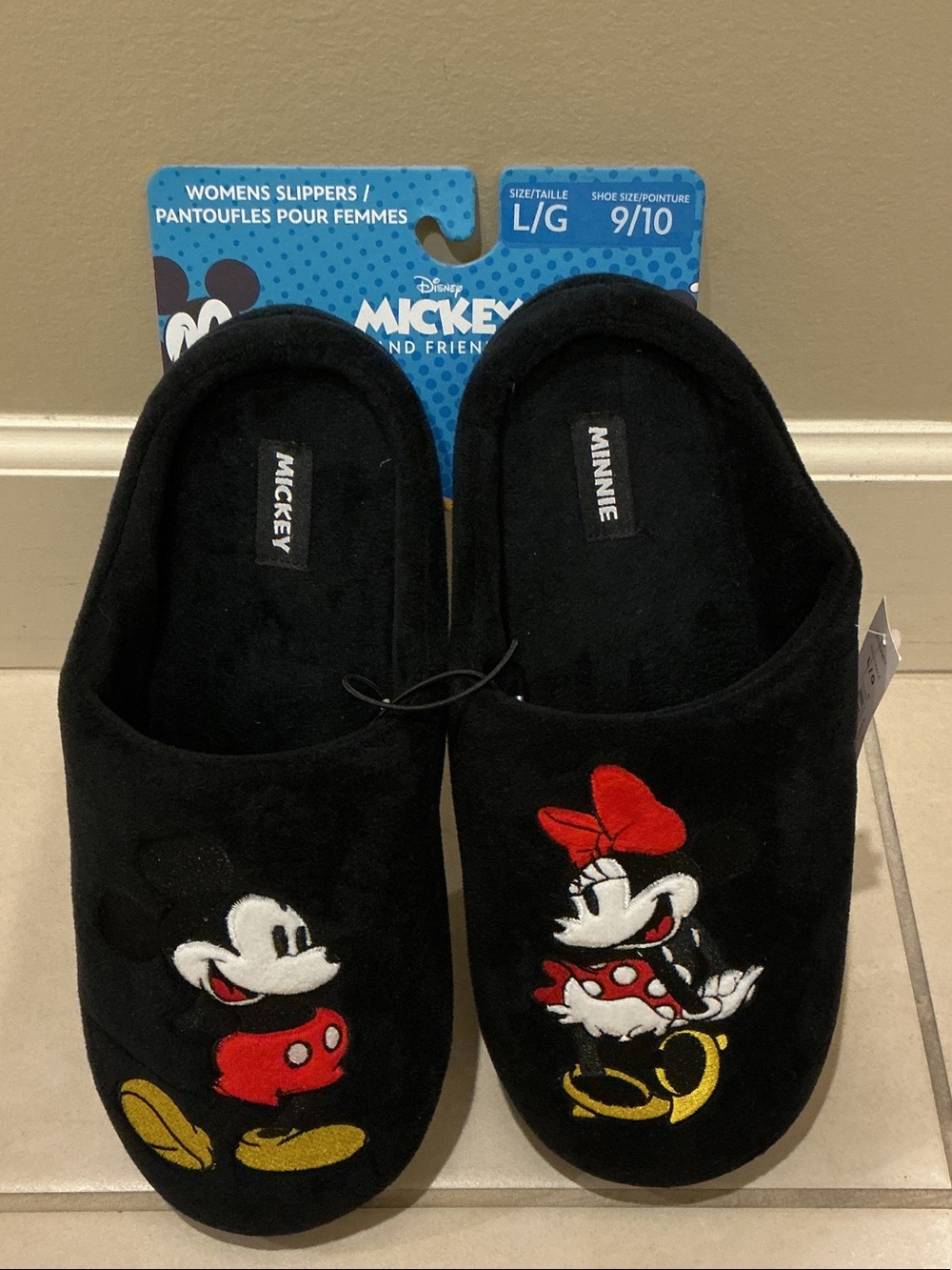 Joe Fresh Black Mickey & Minnie Women's Slippers